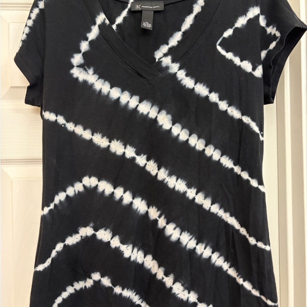 Women's INC Black Tie-Dye Top